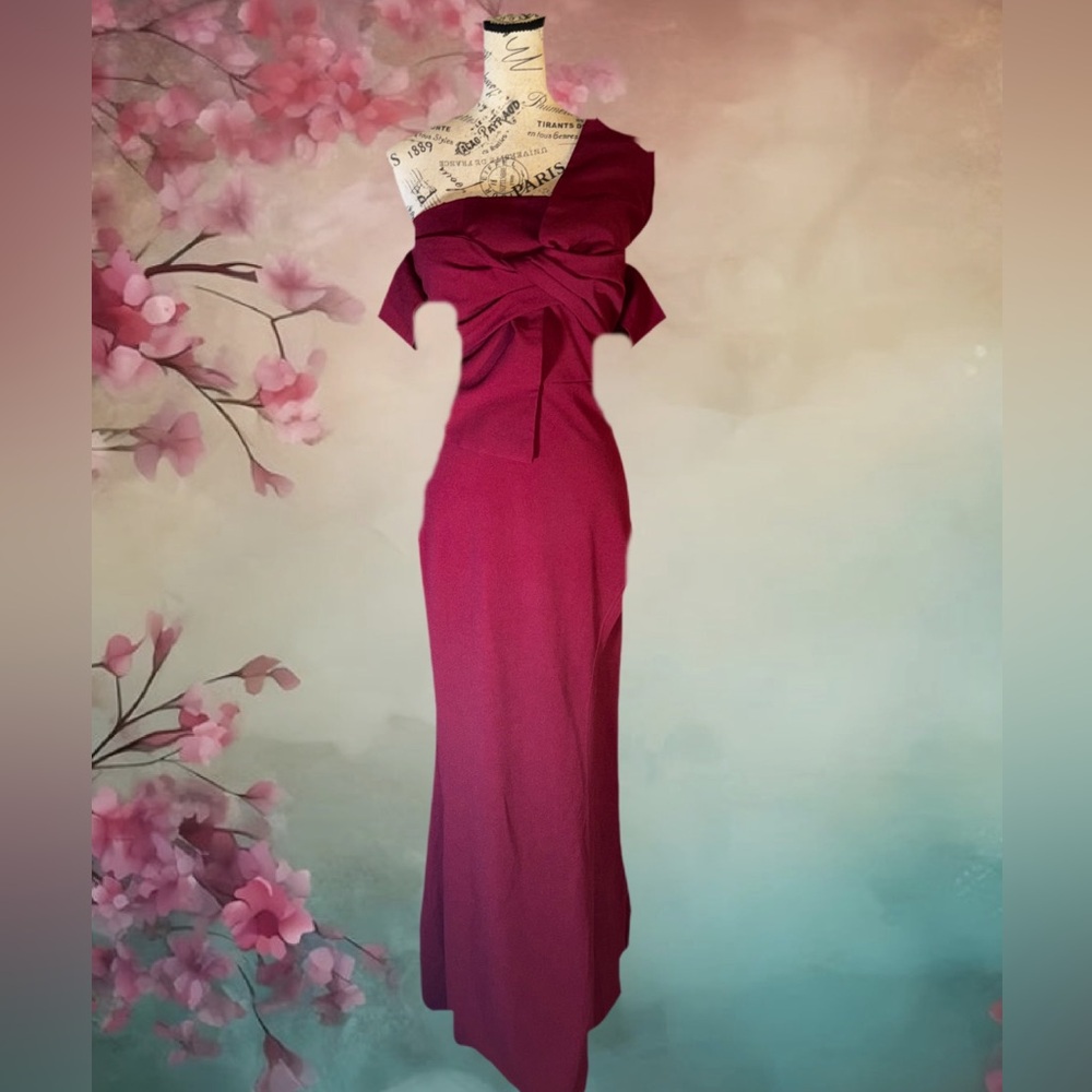 Elegant One-Shoulder Burgundy Evening Dress